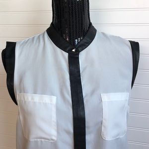 Rock and Republic Sleeveless Faux Leather Blouse